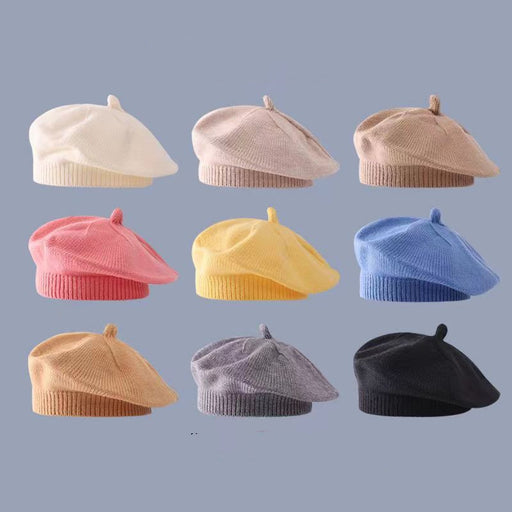 Candy Color All-match Knitted Children's Western Style Leisure Wool Painter Cap