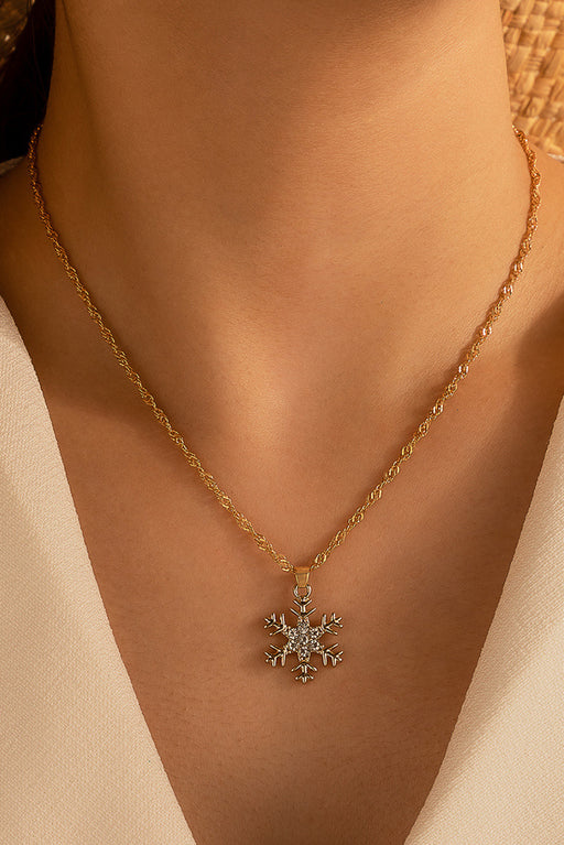 Gold Rhinestone Snowflake Christmas Fashion Necklace