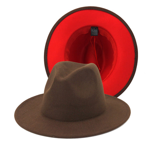 Double-sided Color Matching Flat Brim Fedora Hat
