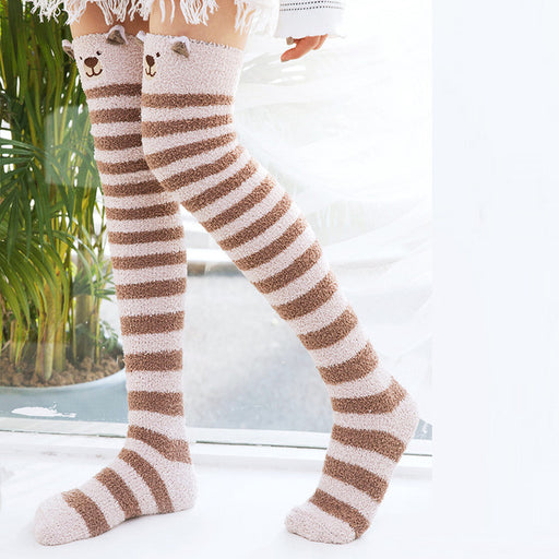 Christmas Long Socks Winter Women Striped Stockings New