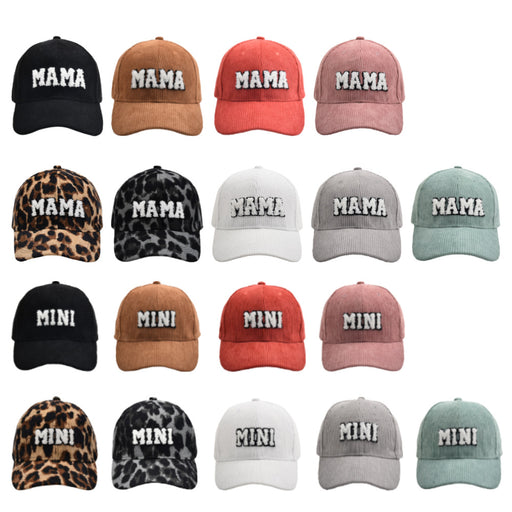 Letter MAMA Embroidered Corduroy Baseball Cap Cap Female Parent-child Style
