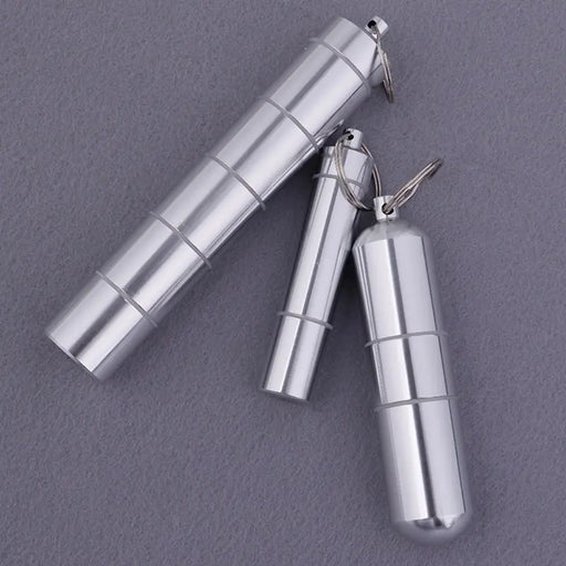 Capsule Shape Aluminum Pill Case Keychain Waterproof Outdoor Pocket Pill Holder Container Delicate Seal Medicine Organizer Box