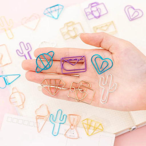 10 PCS Cute LOVE Modeling Bookmark Paper Clip School Office Supply Metal Plating Rose Gold Paper Clip Gift Stationery