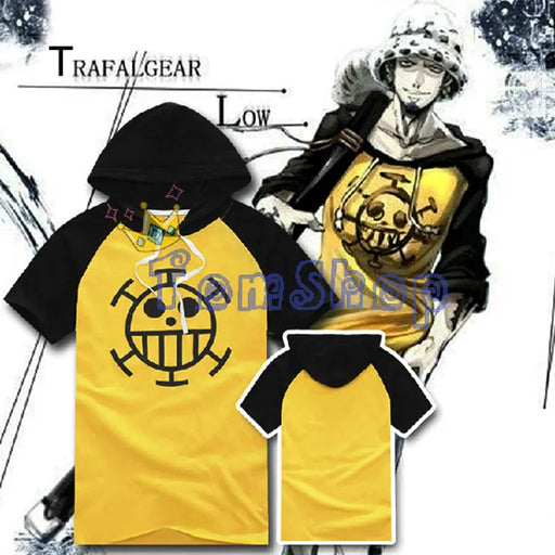 Anime One Piece Trafalgar Law Cosplay Costume Men Women Hooded Tee Shirts Cotton Hoodie T-Shirt Size M-XXL Free Shipping