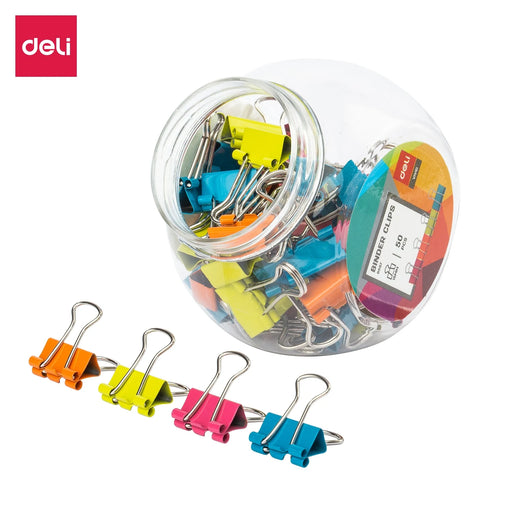 DELI 8557 Color Binder Clips 3 Sizes in Jar for books Files Binding stationery school office supplies Metal Paper Clip