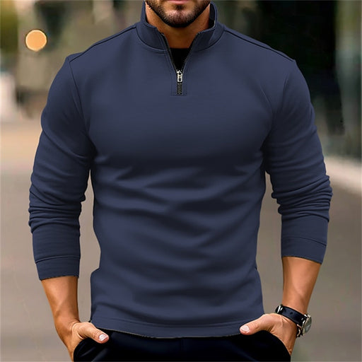 Long-sleeve Zipper Men's Sports Polo Shirt