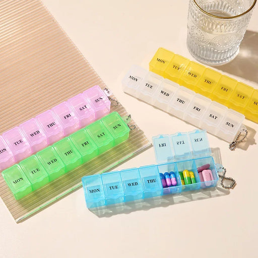 1pcs 7 Days Pill Medicine Box 5 Colors Weekly Tablet Holder Storage Organizer Container Medicine Storage Independent Lattice