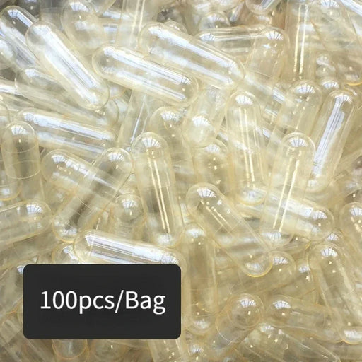 100PCS/Bag Hard Gelatin Empty Capsules Transparent Hollow Seperated Joined Capsules Shell Medicine Edible 00# 0# 1# Health Care