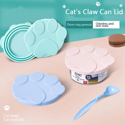 Portable Silicone Dog Cat Canned Lid 3-Ring Food Sealer Spoon Pet Food Cover Storage Fresh-keeping Lids Bowl Dog Accessories