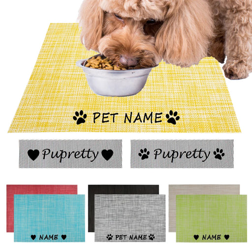 Personalized Pet Mat Dog Feeder Dog Bowl Solid Color Mat Custom Name Print Water Food Mats For Cat Drinking Feeding Placemat