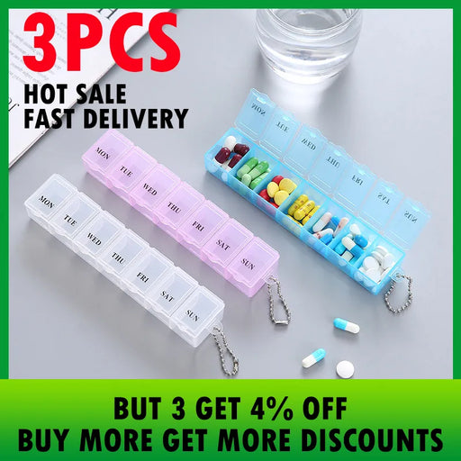 3p 7 Days Pill Medicine Box Weekly Tablet Holder Storage Organizer Container Case Pill Box Splitters Colors Pill Case Organizer