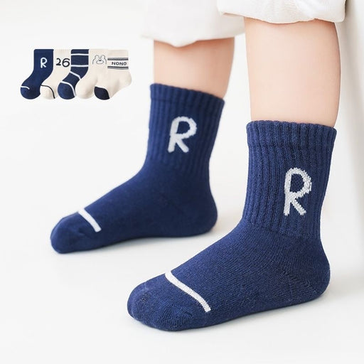 5 Pairs Children's Cotton Mid-calf Length Socks