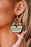 Multicolor Rainbow Stripe Pattern Wooden Pendant Hook Earrings