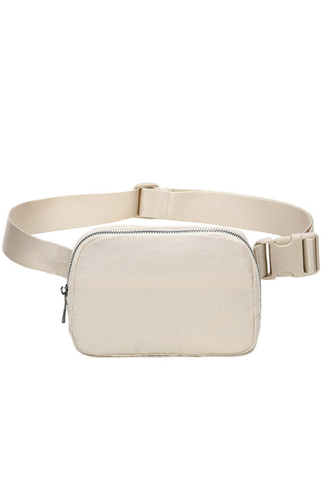 White Waterproof Zipped Fanny Pack Crossbody Sling Bag