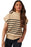 Parchment Striped Knit Mock Neck Short Sleeve Sweater