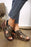 Chestnut Leopard Print Hollow Out Wedge Sandals