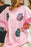 Pink Easter Sequin Egg Print Drop Shoulder Graphic Oversized Sweatshirt