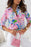 Pink Abstract Floral Print Buttoned Sheath Long Sleeve Shirt