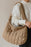 White Quilted Zipper Large Shoulder Bag