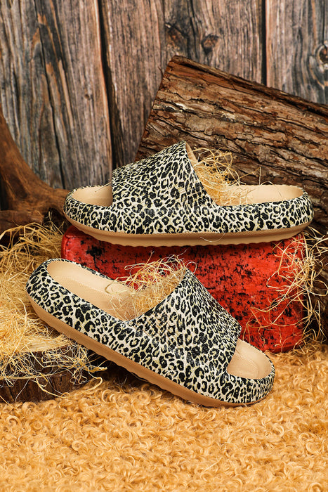 Leopard Print Casual Soft Rubber Slides Shoes