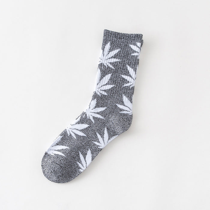 Women's Leaves Are Cotton Middle Tube Socks Thick