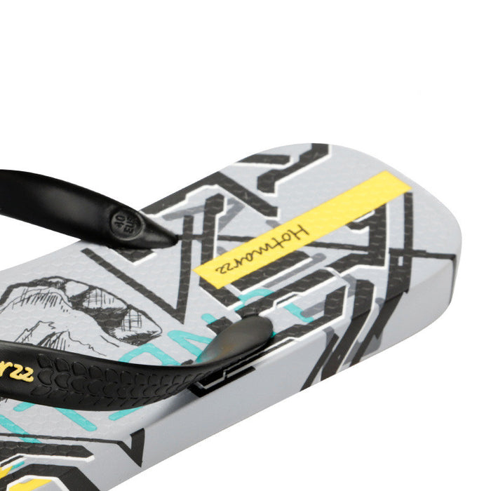 Cool Graffiti Printed Flip Flops For Men Summer New Non-slip Slippers Seaside Casual Beach Shoes