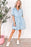 Blue Mineral Washed Ruffled Short Sleeve Pocketed Denim Dress