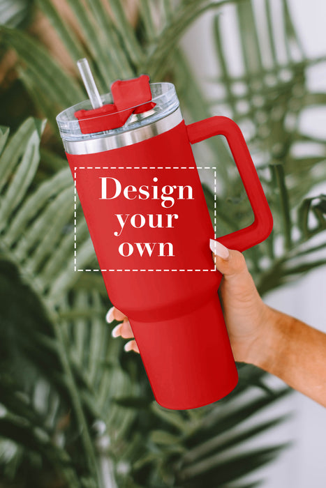 Red 304 Stainless Steel Insulated Tumbler Mug With Straw