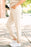 Beige Textured Drawstring Waist Straight Leg Joggers