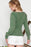 Green U Neck Textured Long Sleeve Top