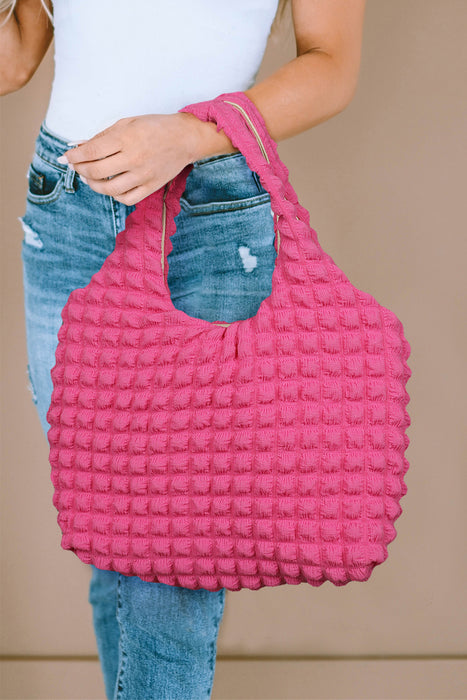 Rose Textured Pleated Bubble Shoulder Bag