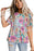 Multicolor Floral Print Ruffle Round Neck Babydoll Tee