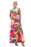 Multicolor Geometric Colorblock V Neck Tiered Maxi Dress