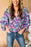 Multicolor Boho Floral Print V-Neck Long Sleeve Blouse