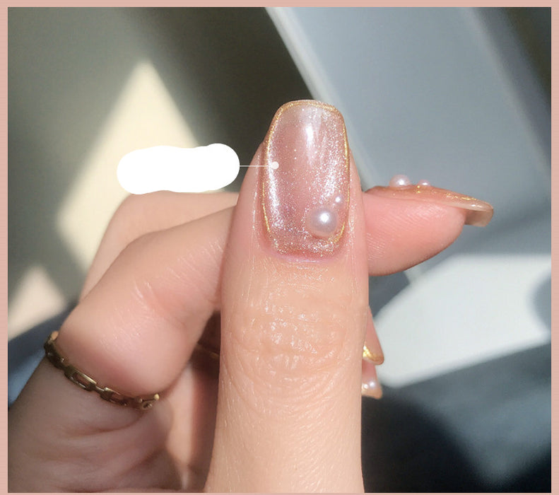 Milk Tea Crystal Stone Cat Eye Nail Polish