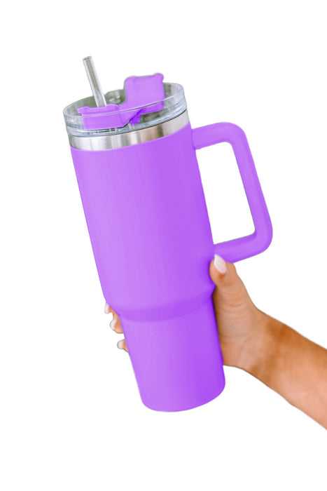 Red 304 Stainless Steel Insulated Tumbler Mug With Straw