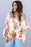 Multicolor Fall Maple Leaves V Neck Babydoll Blouse