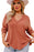 Gold Flame Plus Size Exposed Seam V Neck Long Sleeve Top