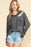 Grey Patch Pocket Distressed Long Sleeve V Neck Top