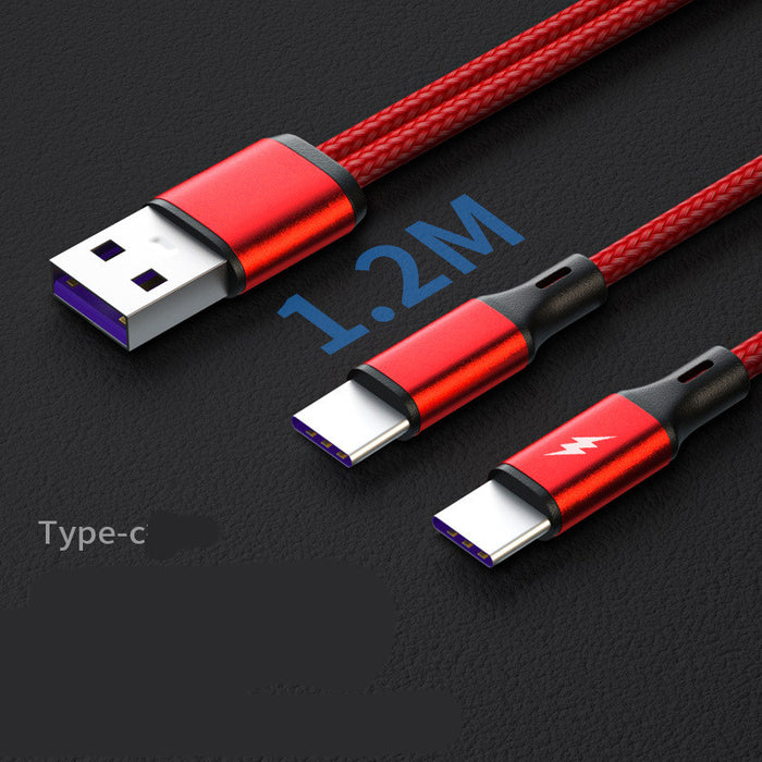 Two In One Data Cable One In Two Charging Cable Fast Charging 5A Cable