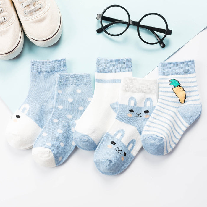 5 Pairs Children's Cotton Mid-calf Length Socks