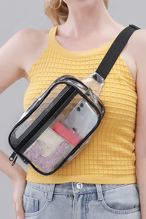 Grey Clear PVC Adjustable Strap Crossbody Bag