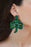 Blackish Green St Patrick Clover Beaded Dropping Earrings