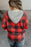 Red Plaid Patch Sleeve Leopard Christmas Graphic Hoodie