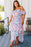 Pink Sea Shell Print Ruffled Sleeve Plus Size Maxi Dress