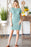 Blue Ribbed Chest Pocket Casual T Shirt Dress