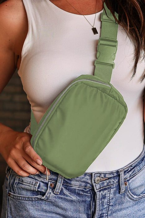 White Waterproof Zipped Fanny Pack Crossbody Sling Bag