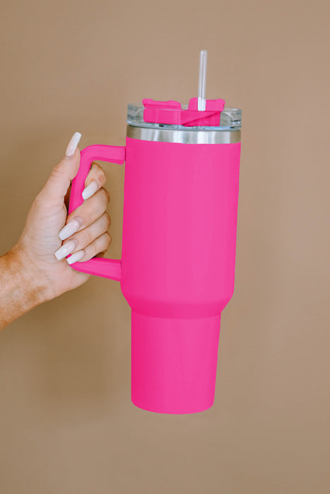 Red 304 Stainless Steel Insulated Tumbler Mug With Straw