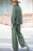 Mist Green Crinkle Split Neck Top Loose Drawstring Pants Set