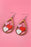 Red Valentines 3 Hearts Insert Water Drop Earrings